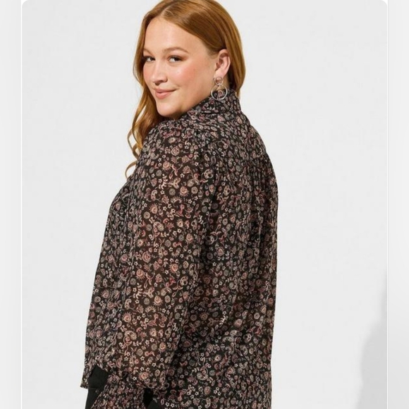 Festi Tissue Weight Chiffon Button Front Puff Sleeve SZ 1X - Picture 2 of 11